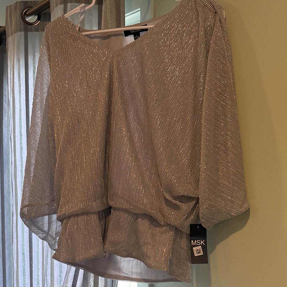 MSK Women's Shimmering Silver Blouse